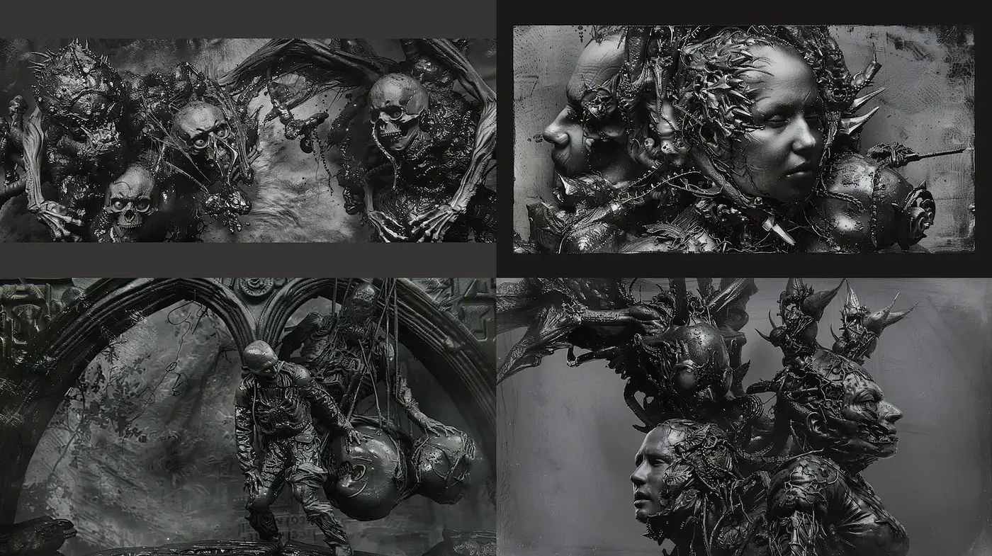 Darkly Intricate and Surreal Futuristic Aesthetic with Biomechanical Themes - Midjourney sref style