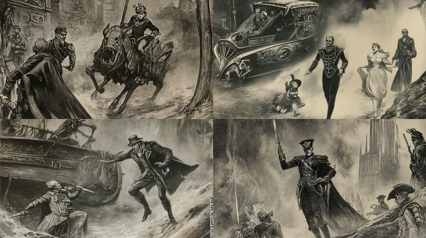 Ethereal Monochromatic Visions of Vintage Storytelling - Midjourney sref style