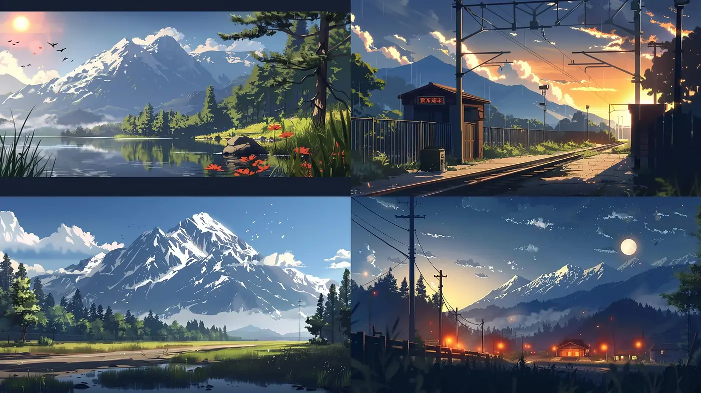 Serene Twilight Elegance: A Cohesive Blend of Dusk and Dawn in Stylized Landscapes - Midjourney sref style