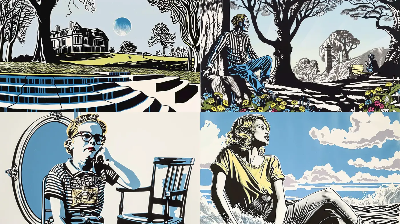 Stylized Vintage Americana with Graphic Novel Undertones - Midjourney sref style
