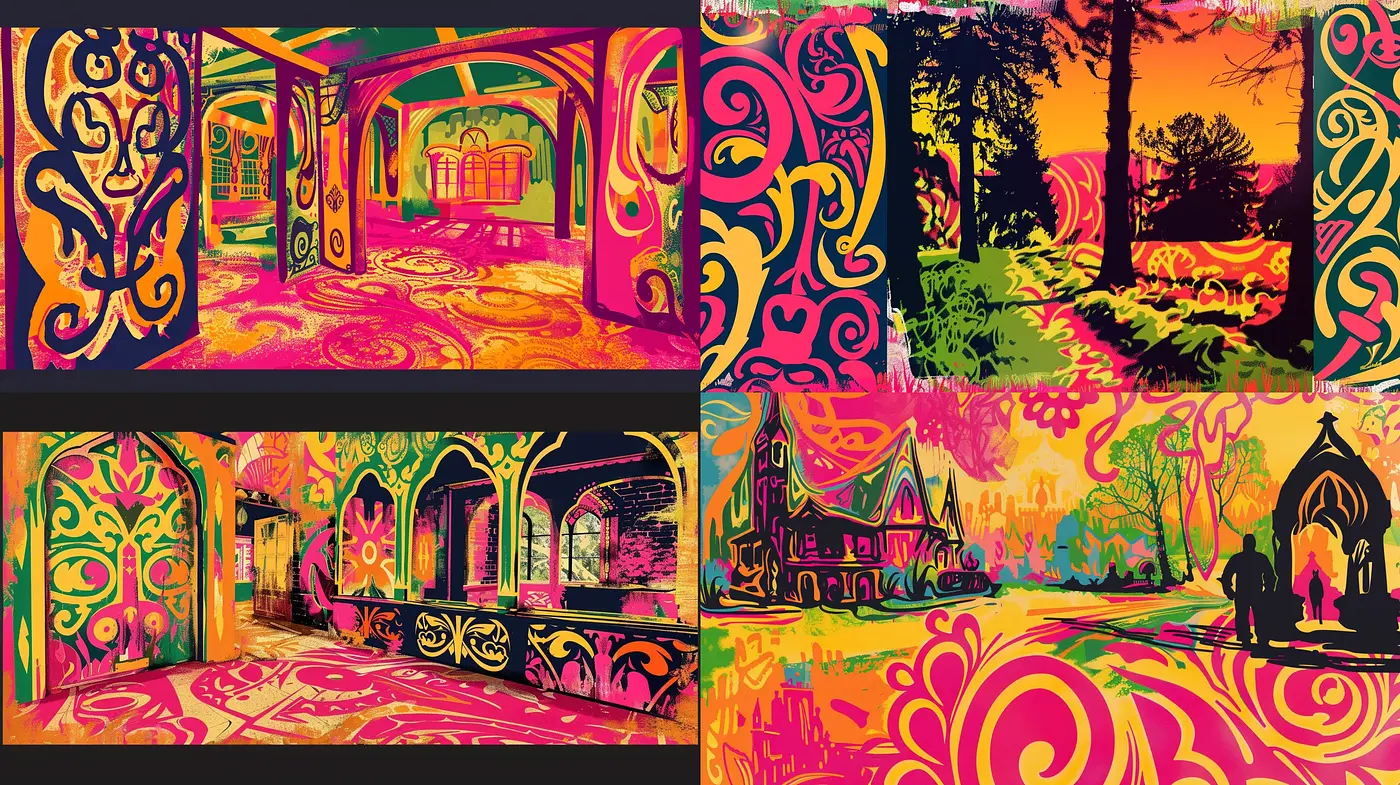 Psychedelic Color Fusion with Abstract and Organic Forms - Midjourney sref style