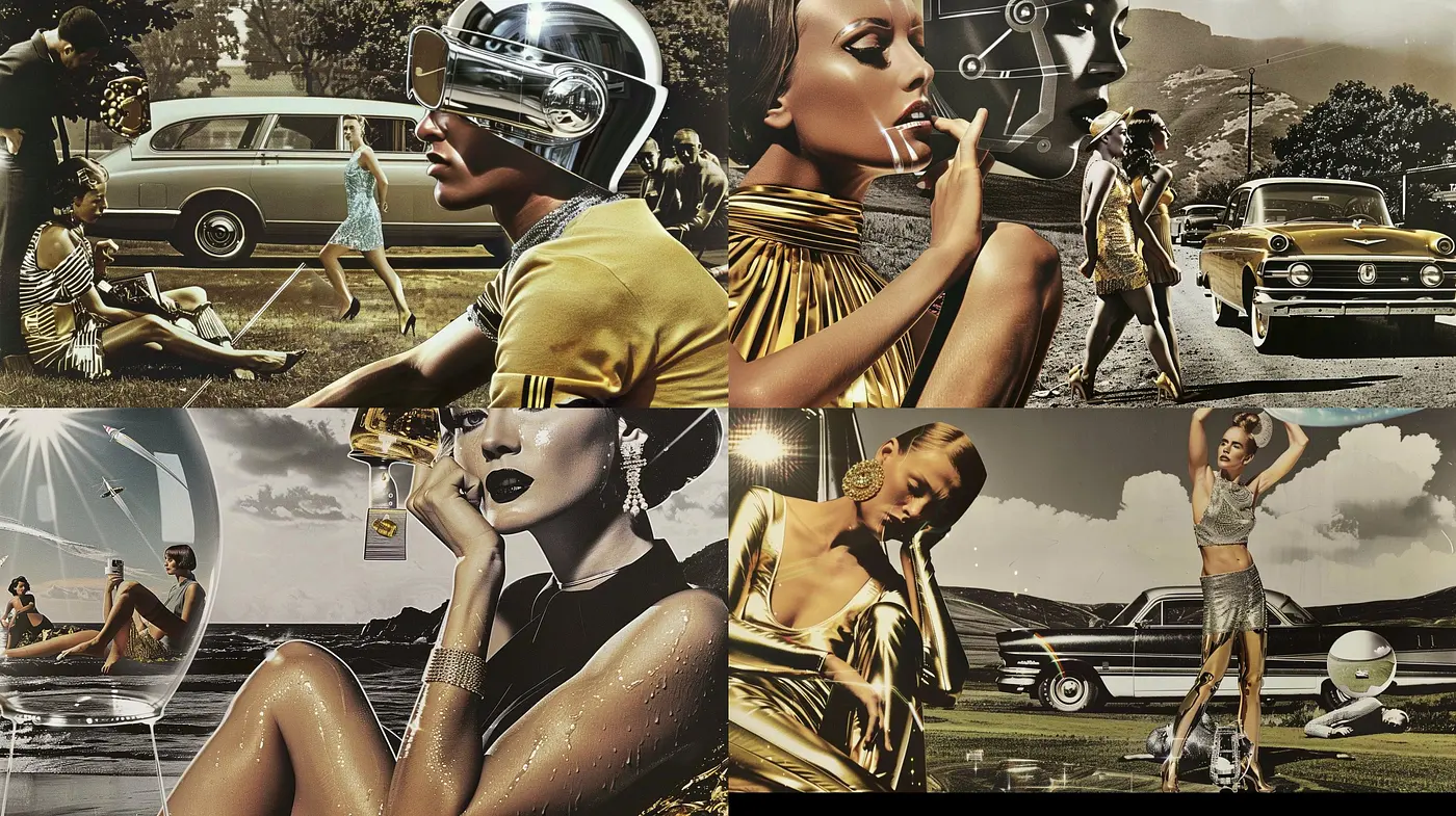 Retro-Futuristic Elegance with Golden Sepia Overtones - Midjourney sref style