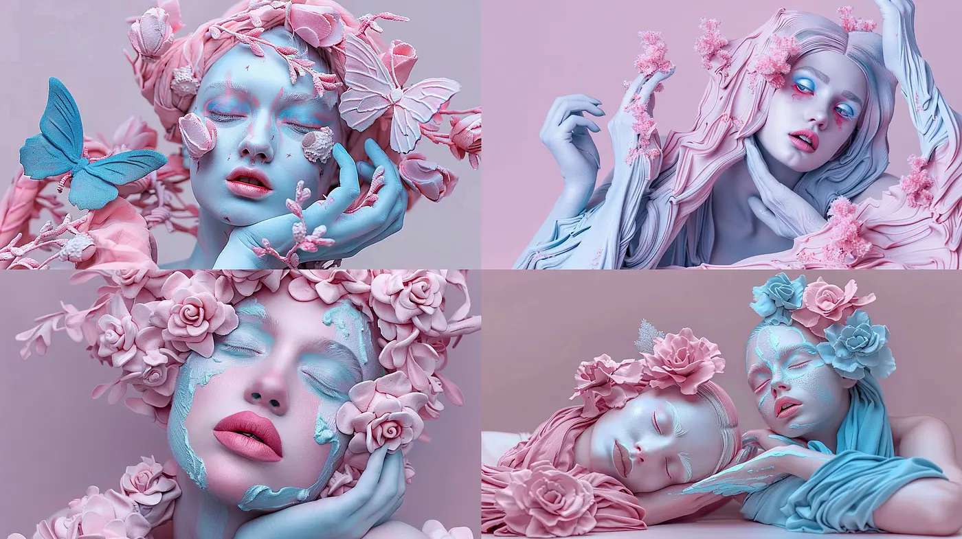 Ethereal Roseate Dreamscape: A Surreal Fusion of Florals and Serenity - Midjourney sref style