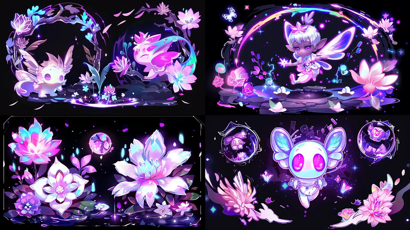 Luminous Fantasy Botanica: An Ethereal Neon Dreamscape - Midjourney sref style