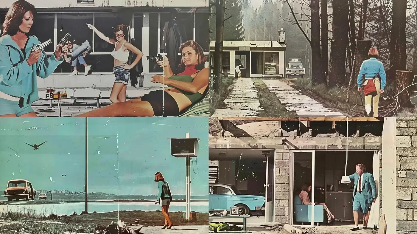Retro Cinematic Panorama with Muted Earth Tones - Midjourney sref style