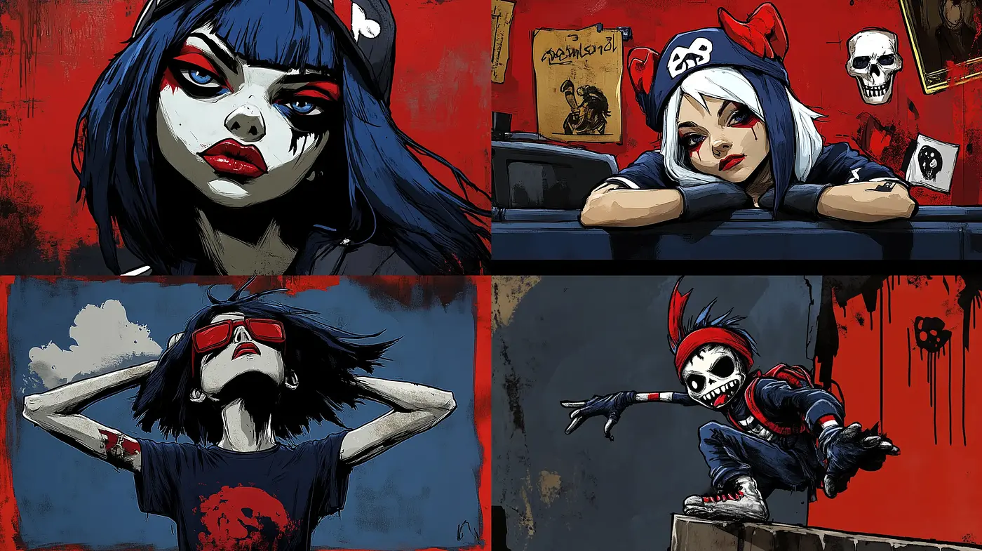 Gritty Urban Punk Evolution with a Moody Comic Book Aesthetic - Midjourney sref style