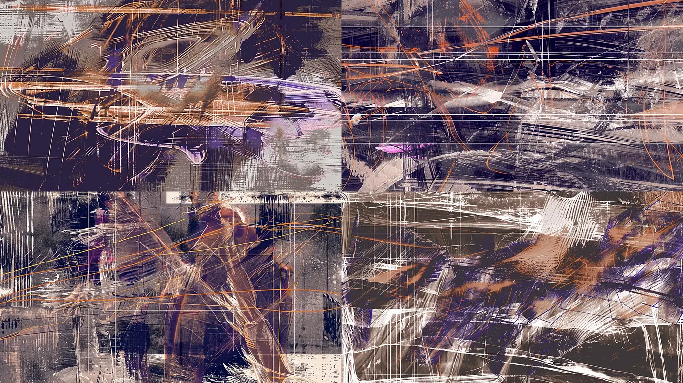 Abstract Pollock-esque Chaos in Warm and Cool Contrasts - Midjourney sref style