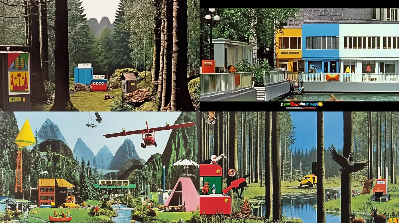 Retro Futuristic Nostalgia in a Lush Outdoor Setting - Midjourney sref style