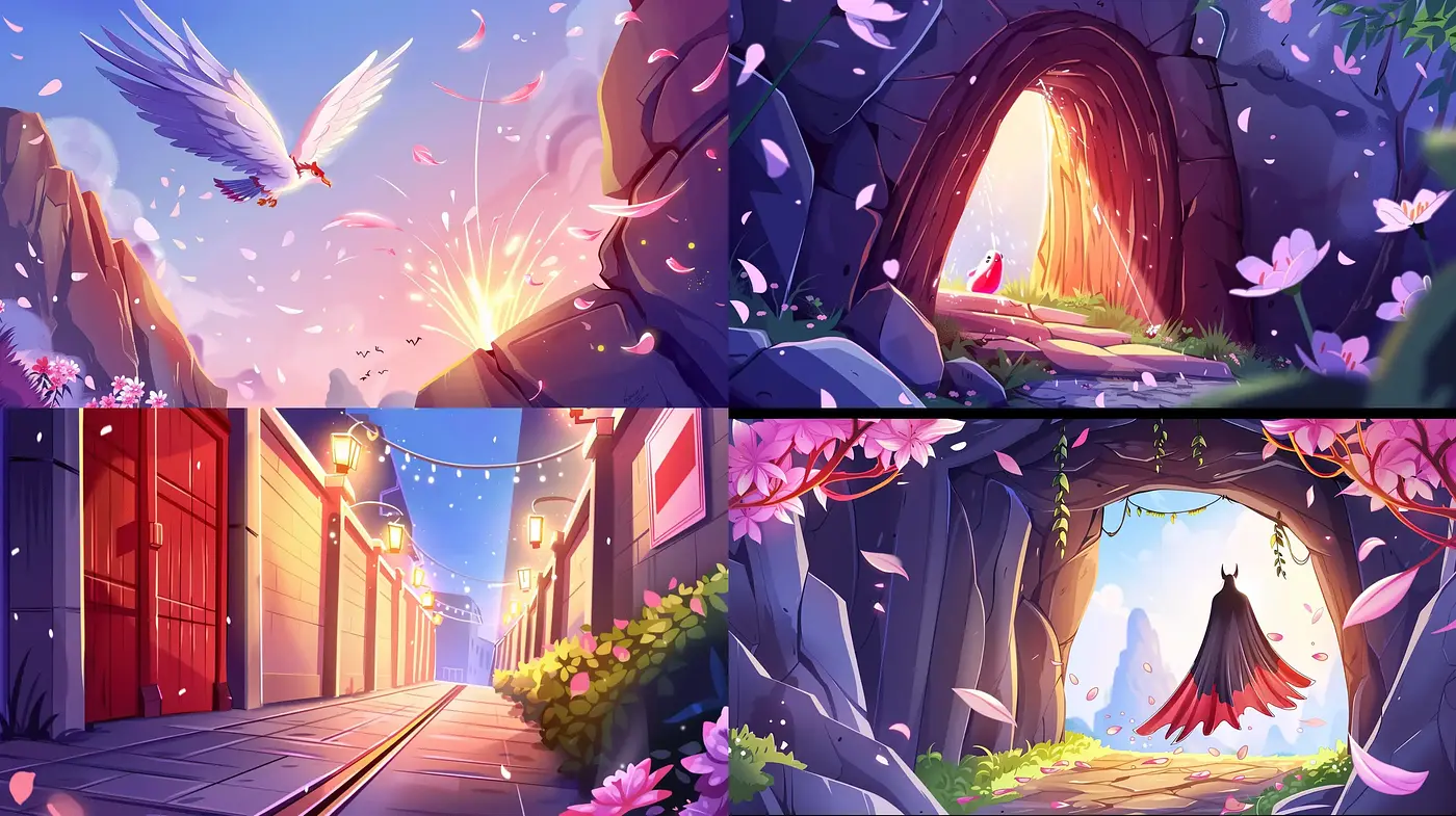 Luminous Fantasy Environments with Pastel Harmony - Midjourney sref style