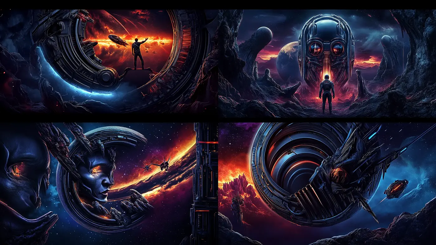 Surreal Dreamscapes: Cosmic Visions in Neon Hues - Midjourney sref style