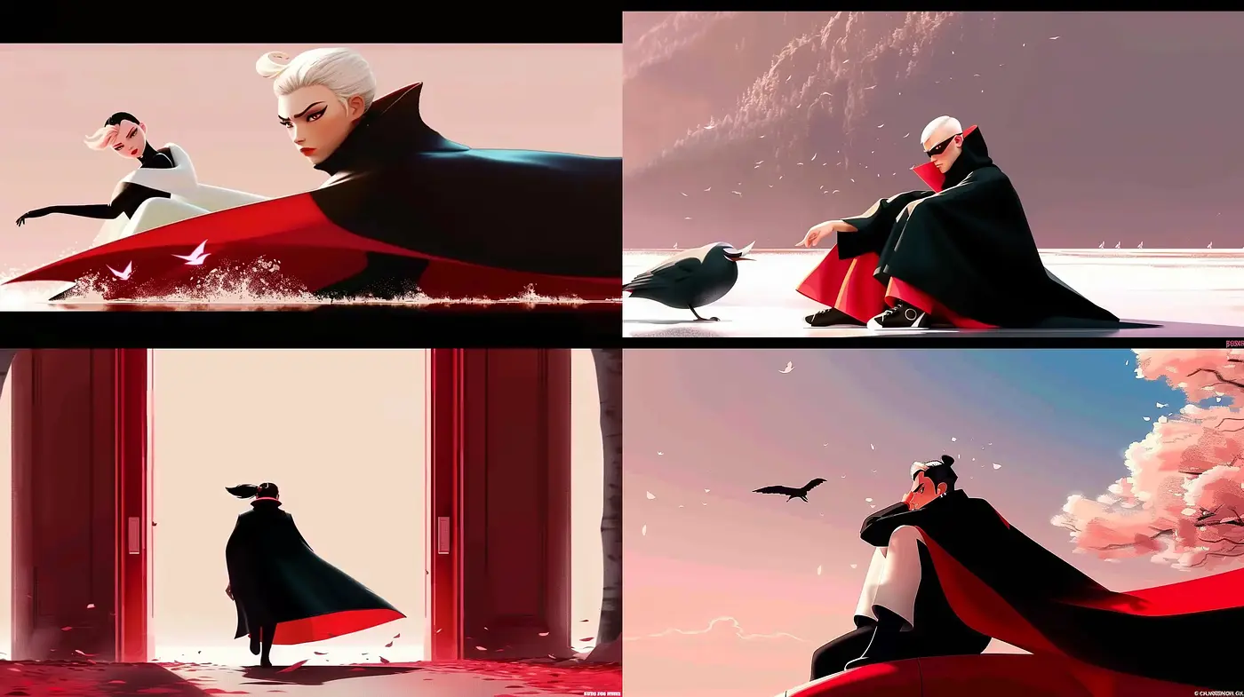 Ethereal Elegance in Stylized Red and Cream: A Cinematic Fusion of Dynamic Composition and Serenity - Midjourney sref style