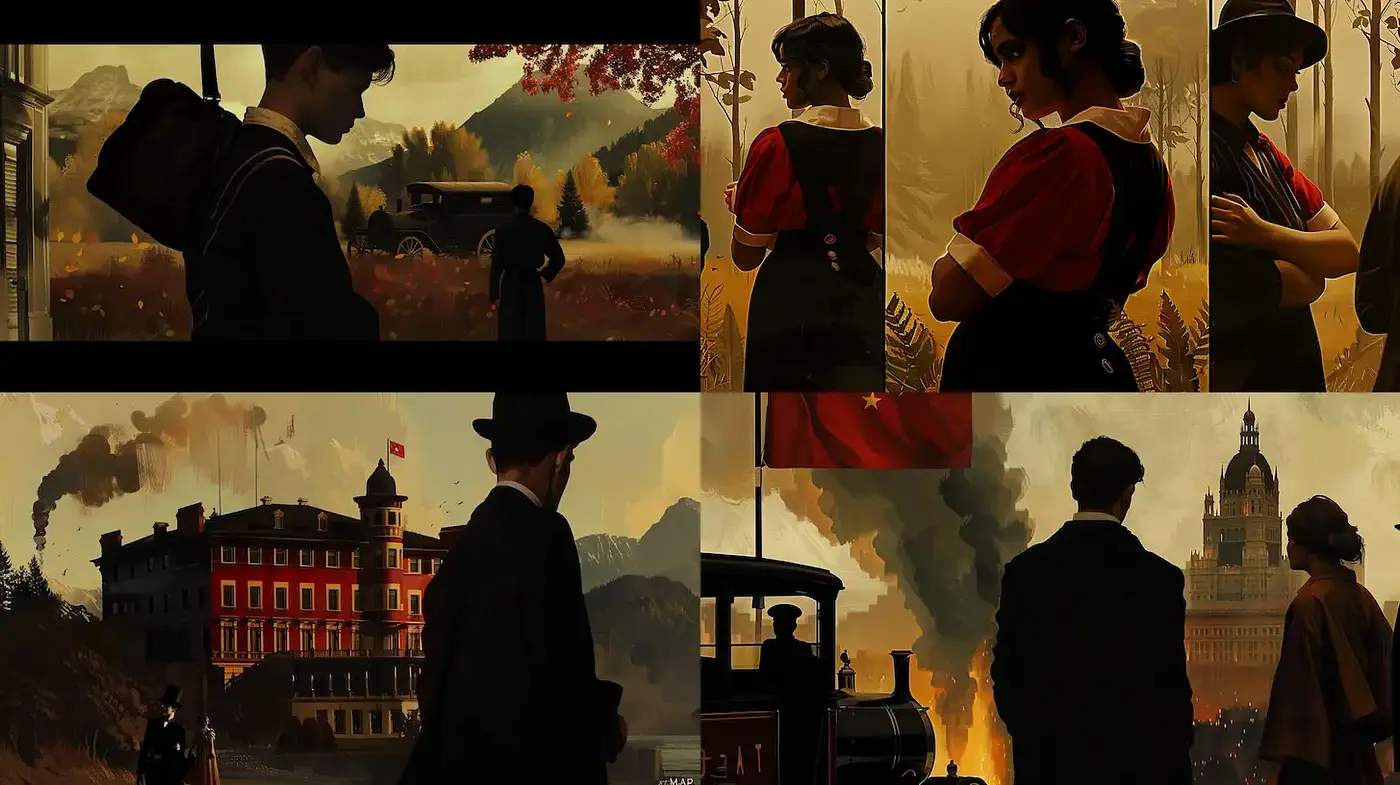 Dramatic and Atmospheric Vintage Scenes with Historical Influences - Midjourney sref style