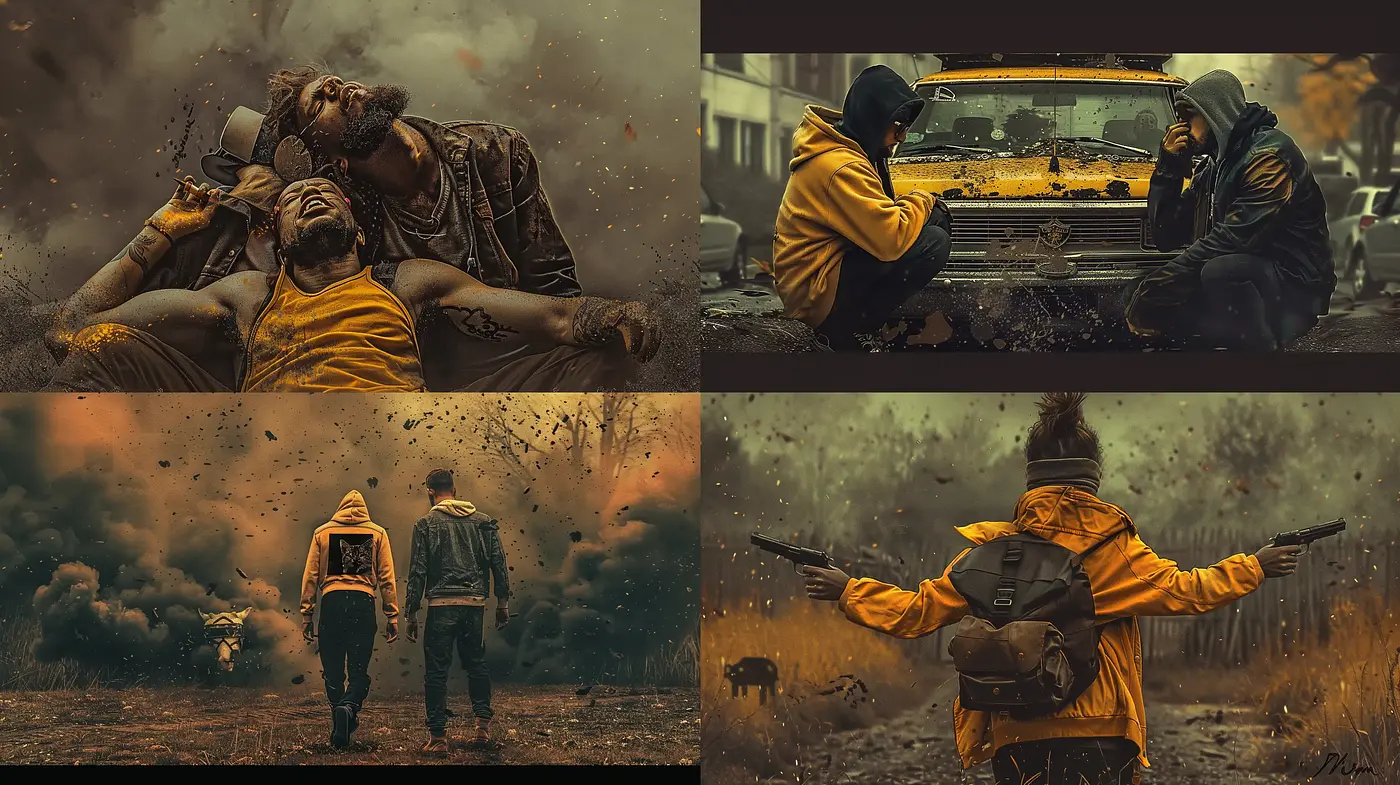 Post-Apocalyptic Sepia Tones and Gritty Textures Imbuing Desolation - Midjourney sref style