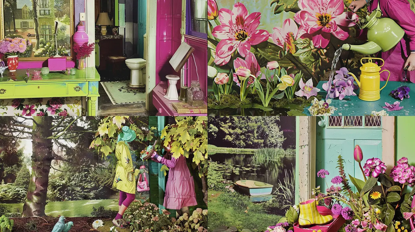 Vibrant and Lush Botanical Dreamscape in Candy-Colored Hues - Midjourney sref style