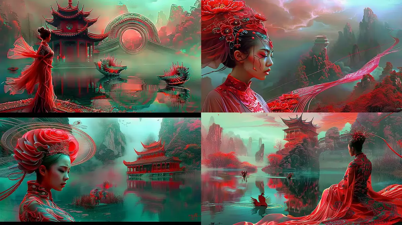 Ethereal Neo-Classical Aesthetics with Vibrant Color Contrasts - Midjourney sref style