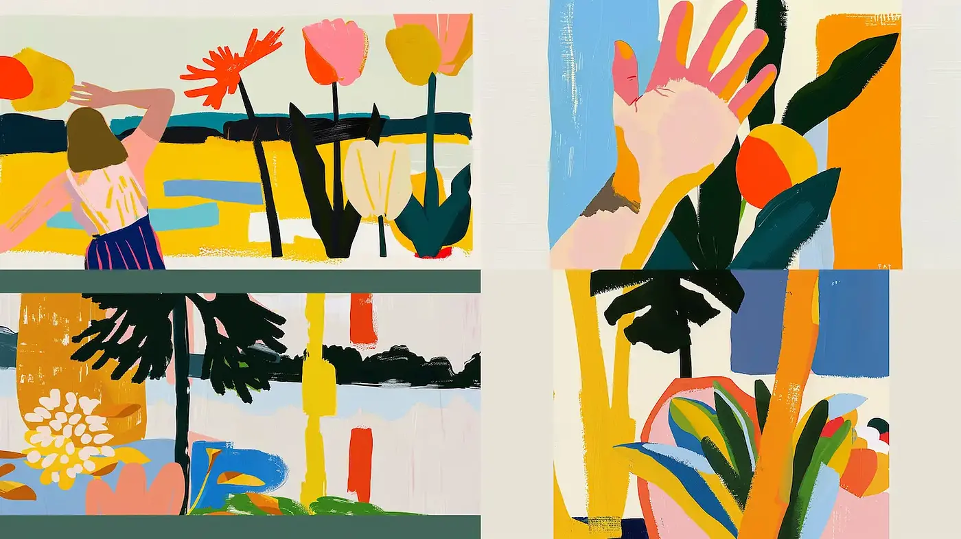 Vibrant and Playful Abstract Expressionism with a Modern Touch - Midjourney sref style