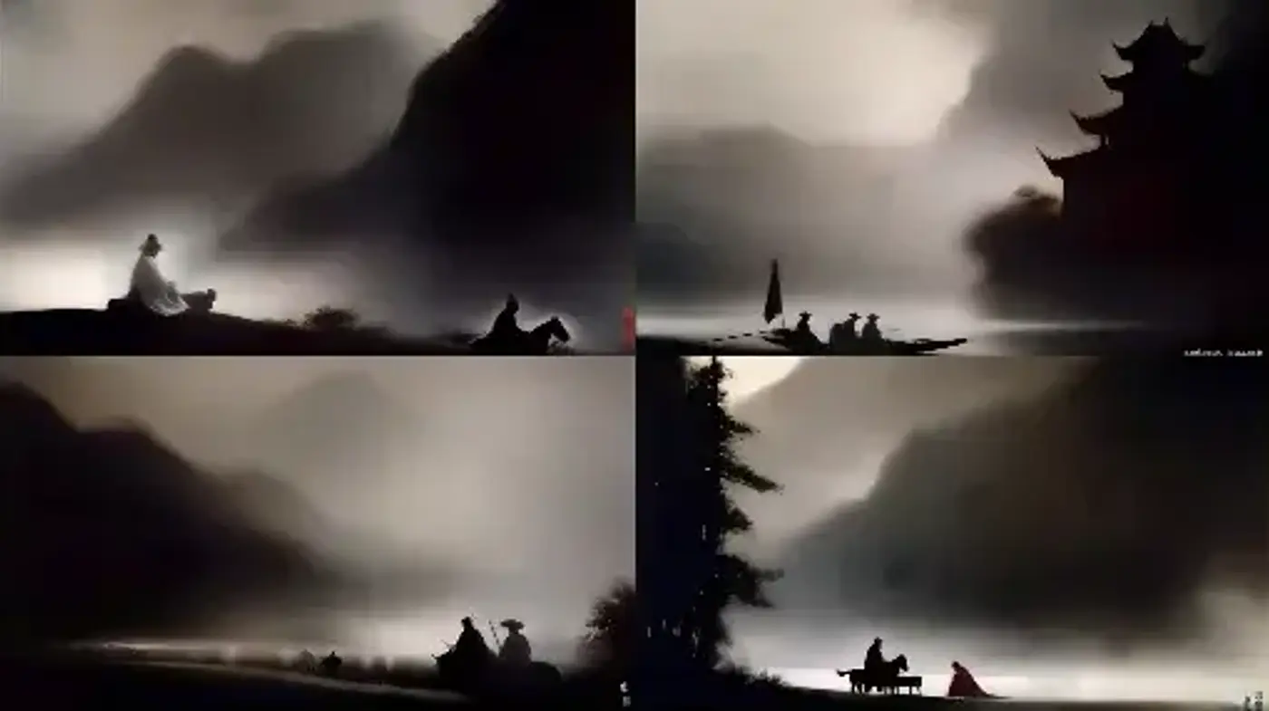 Ethereal Monochromatic Mist-scapes in Cinematic Tableaux - Midjourney sref style