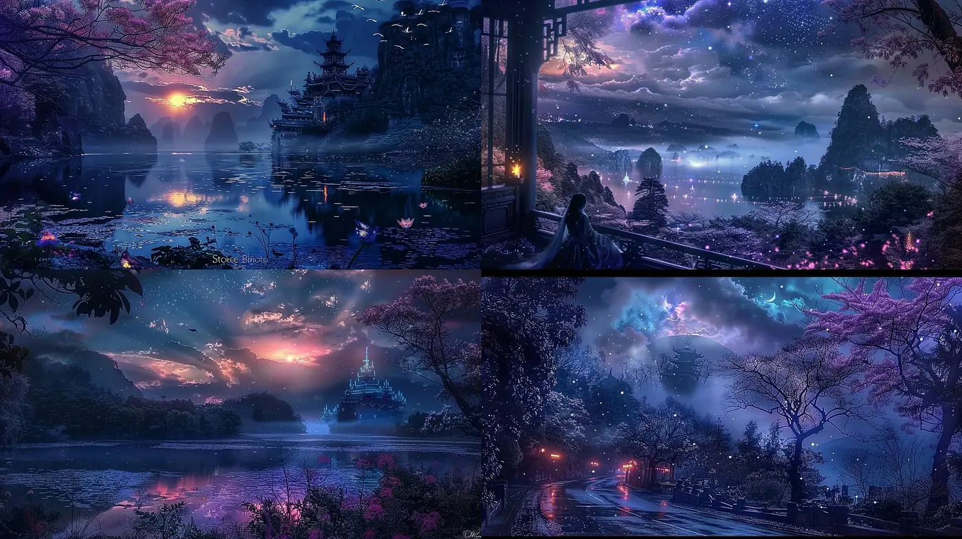 Twilight Dreamscape: A Synthesis of Surreal Serenity and Ethereal Tones in Digital Artistry - Midjourney sref style