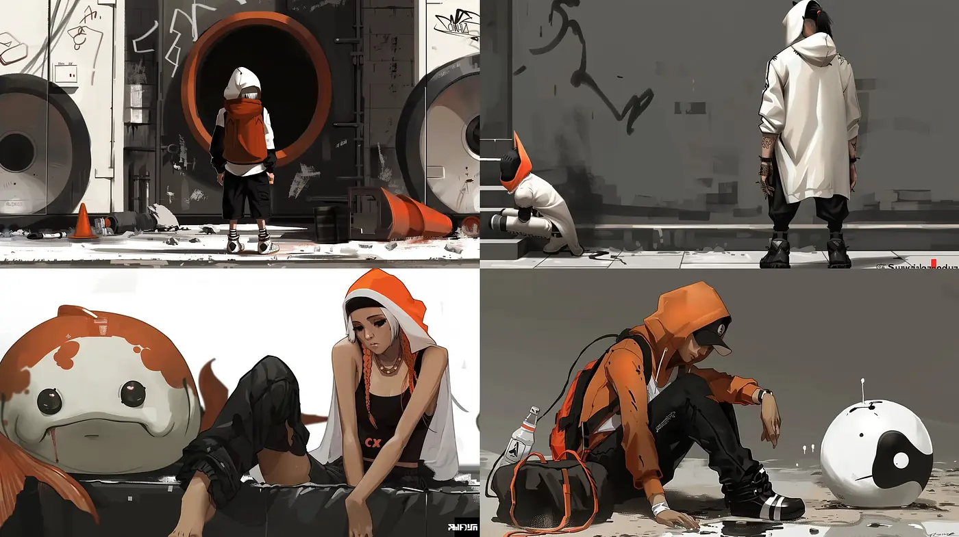 Urban Dystopian Elegance with a Surrealistic Touch - Midjourney sref style