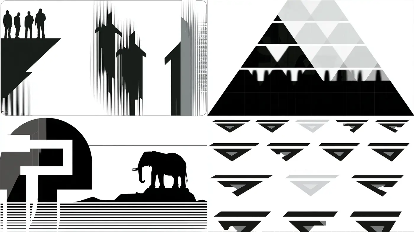 Geometric Black and White Visuals with a Modern Aesthetic - Midjourney sref style