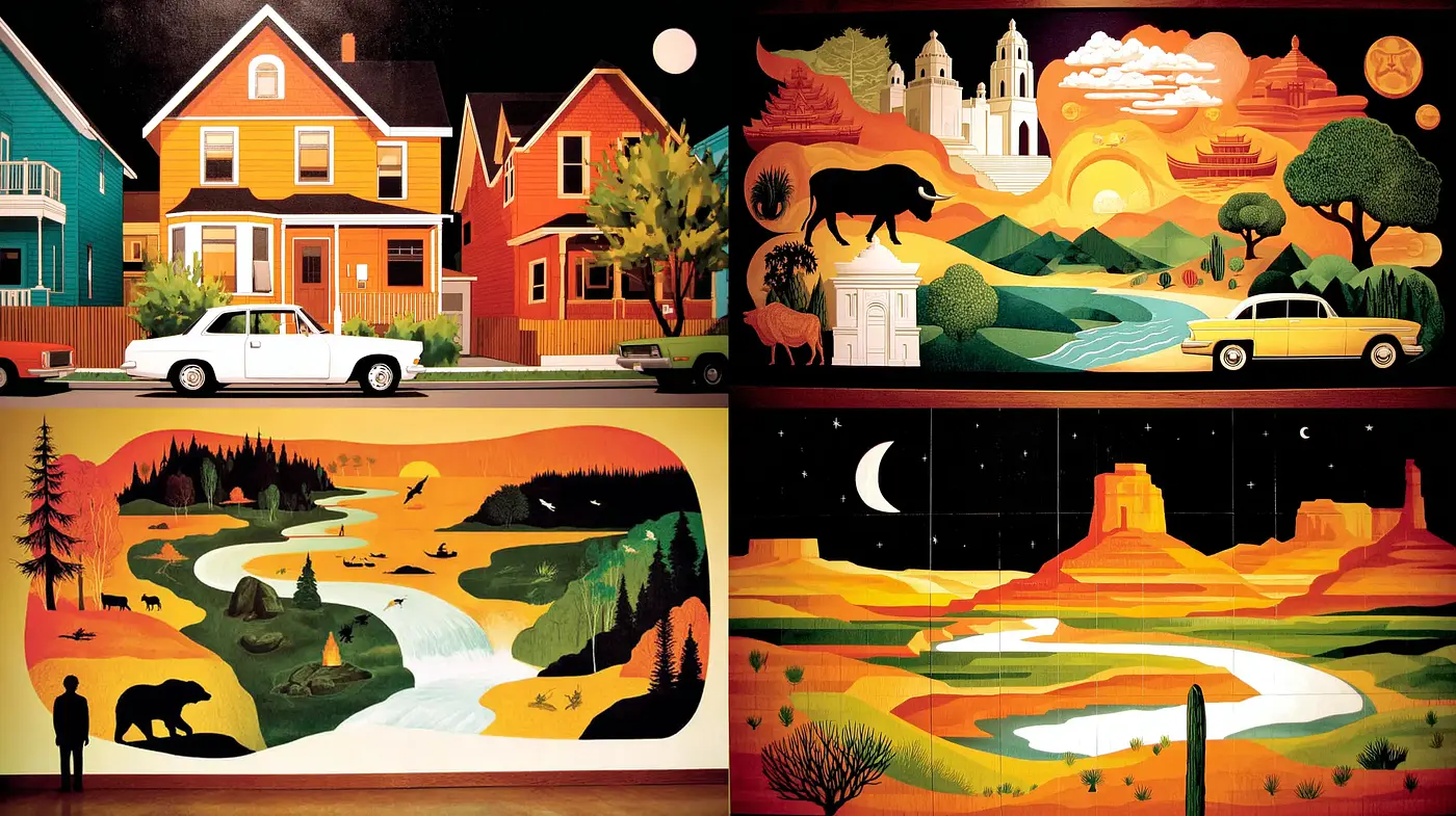Bold and Vibrant Illustrations with a Modern Retro Aesthetic - Midjourney sref style