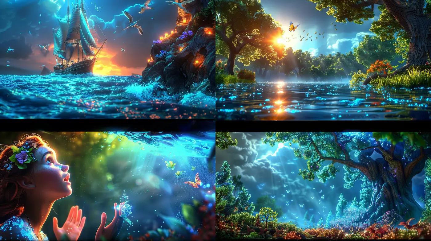 Luminous Dreamscape Serenity: A Consistent Vision of Ethereal Light and Vibrant Hues - Midjourney sref style