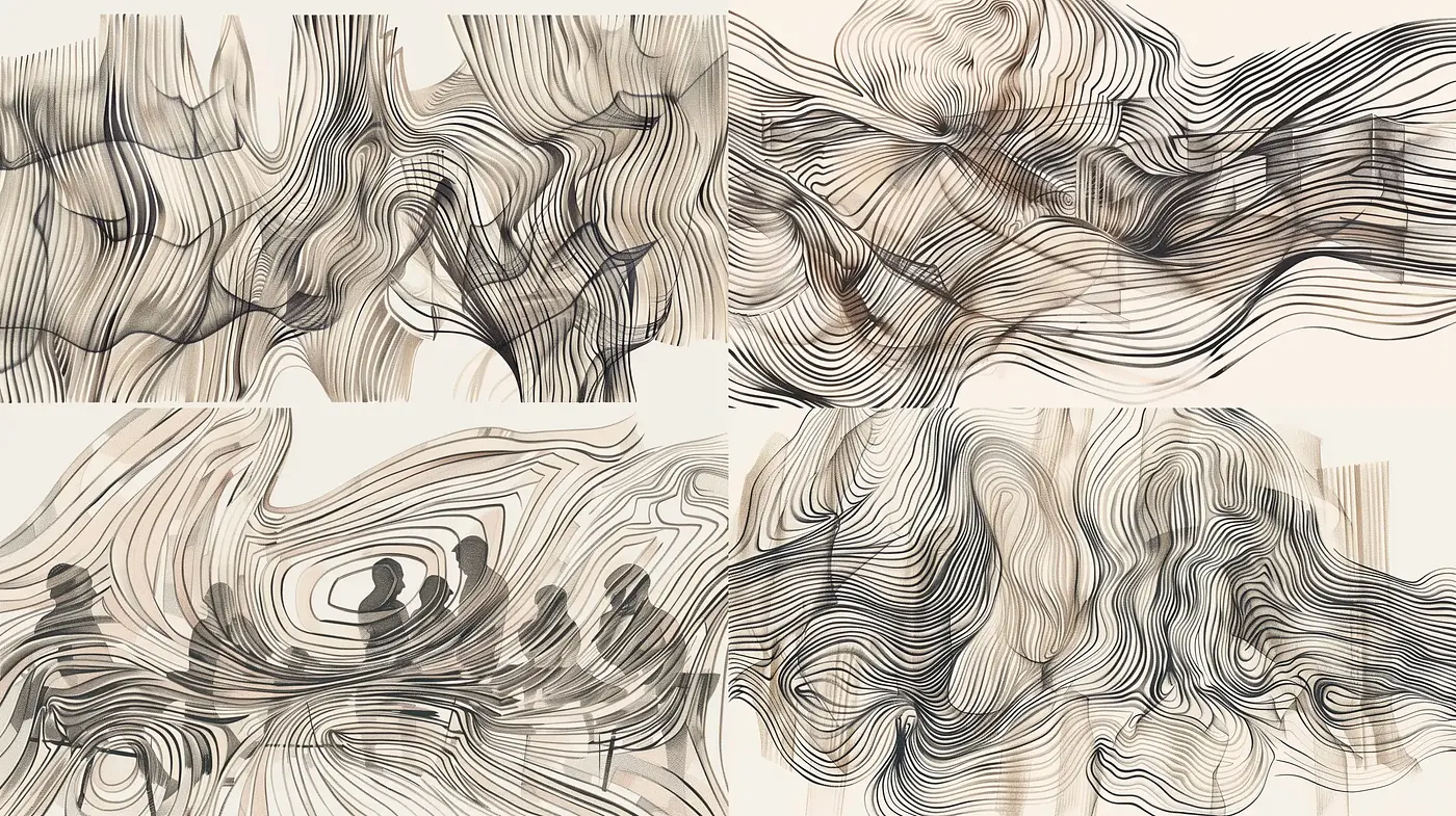 Abstract Contour Waves in Monochrome Sepia - Midjourney sref style