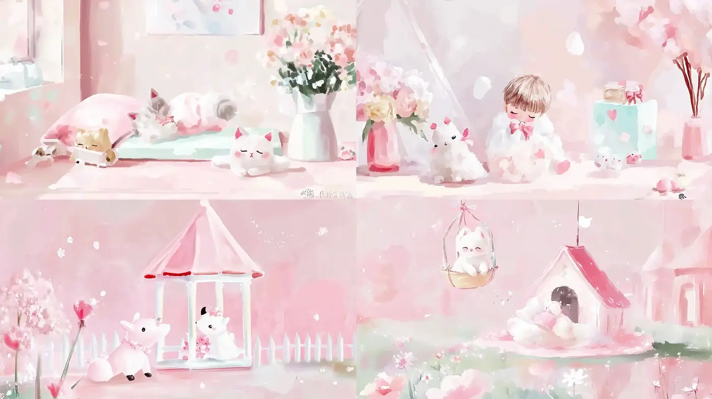Whimsical Pastel Dreamscape with a Serene Storybook Quality - Midjourney sref style