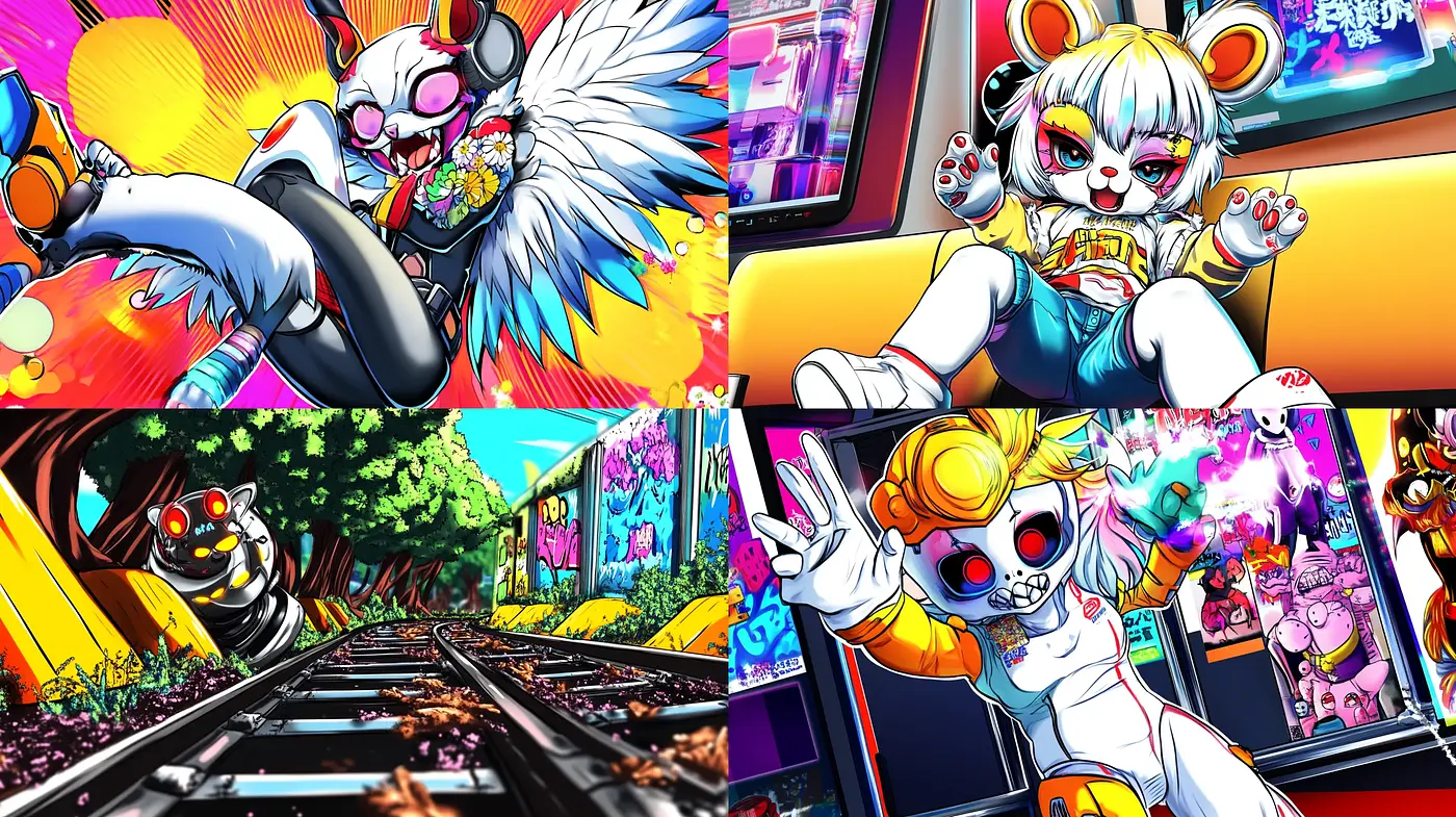 Luminous Pop Culture Extravaganza with Neo-Tokyo Aesthetics - Midjourney sref style