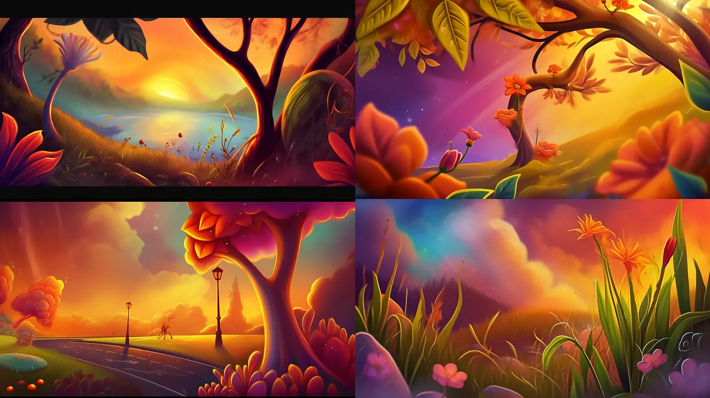 Saturated Dreamscape: A Vivid Illustration Series with a Whimsical Atmosphere - Midjourney sref style