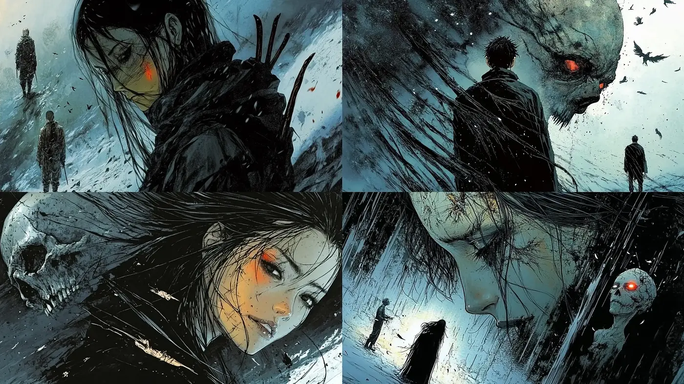 Gritty Noir-esque Stylization with Dark Graphic Novel Undertones - Midjourney sref style