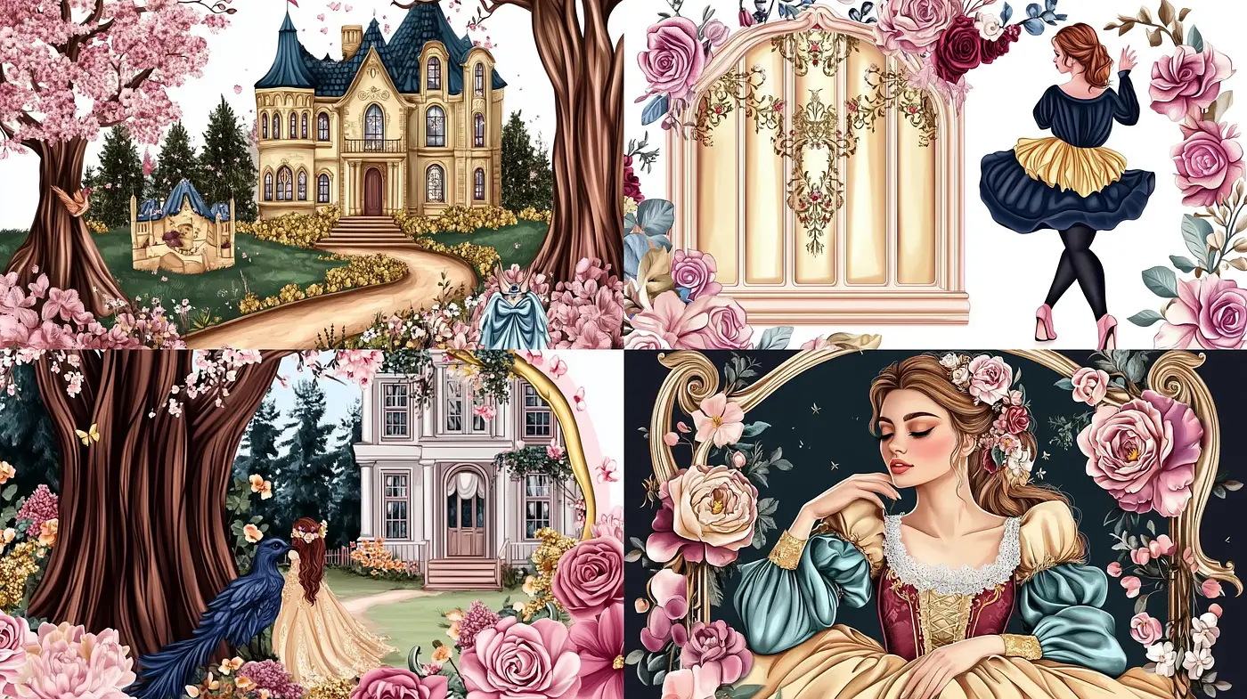 Enchanted Fairytale Illustrations with a Romantic Victorian Aesthetic - Midjourney sref style