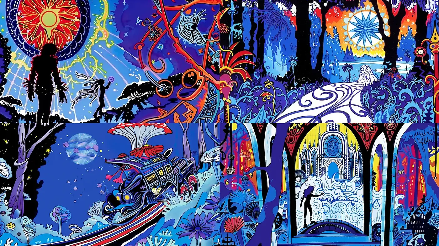 Whimsical and Vividly Dreamlike Fantasy Landscapes - Midjourney sref style