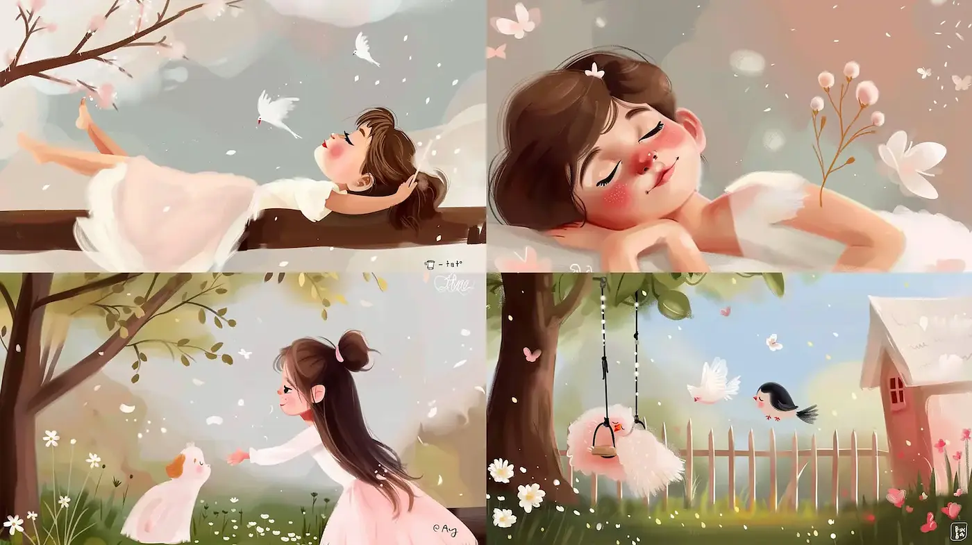 Whimsical and Dreamy Illustrations with a Childlike Charm - Midjourney sref style