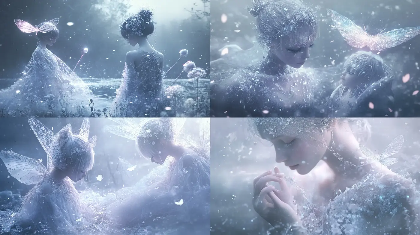 Ethereal Frost-Touched Dreamscapes with a Whimsical Aura - Midjourney sref style