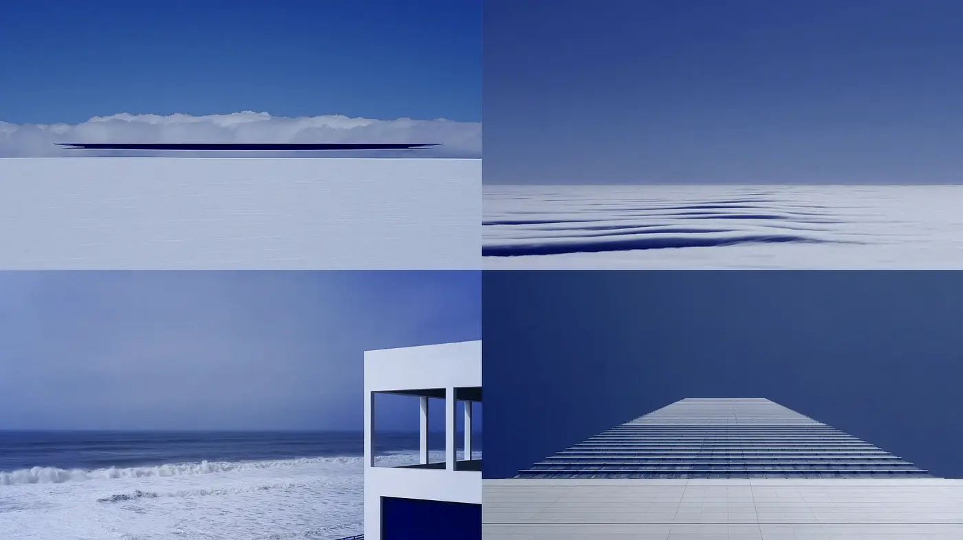 Serene Minimalism with a Monochromatic Blue Palette - Midjourney sref style