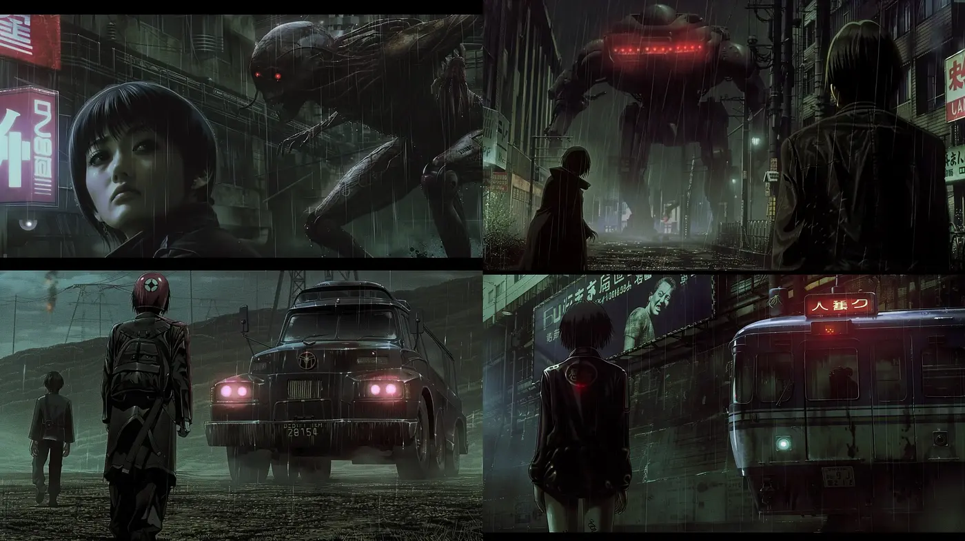 Nocturnal Cyberpunk Dreamscape: A Fusion of Neon and Shadow - Midjourney sref style