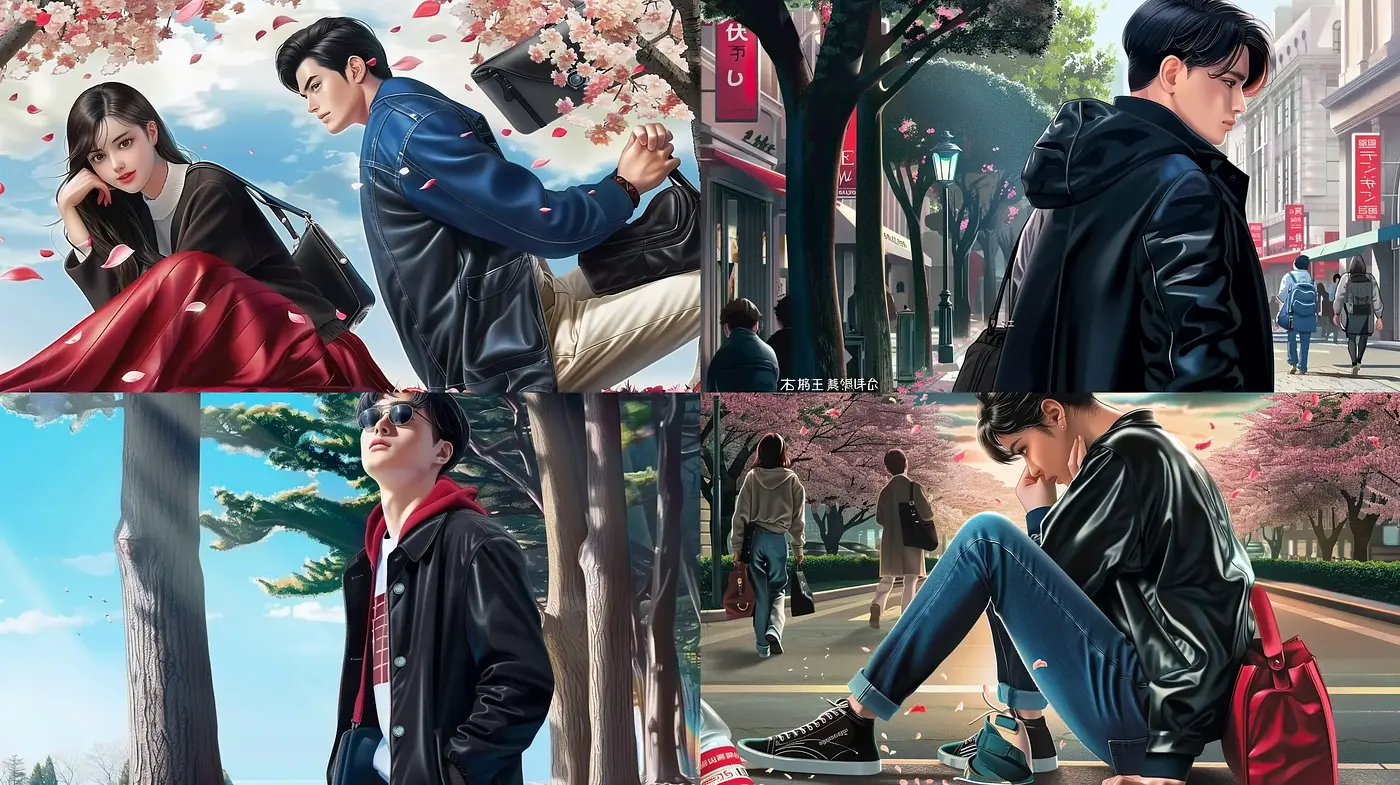 Melancholic Cherry Blossom Romance: A Cinematic Anime-Inspired Illustrative Series - Midjourney sref style