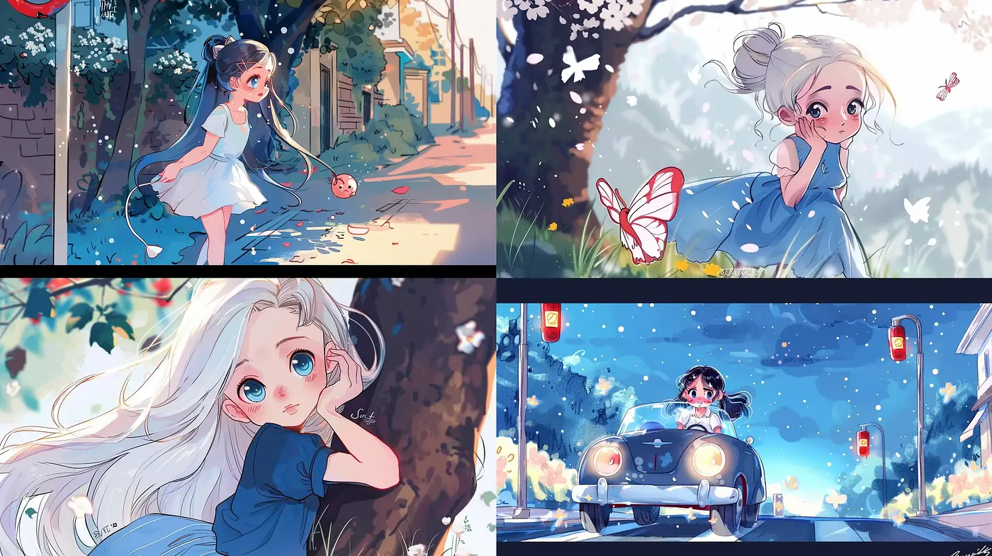 Whimsical Anime-Inspired Illustrations with Pastel Storybook Appeal - Midjourney sref style