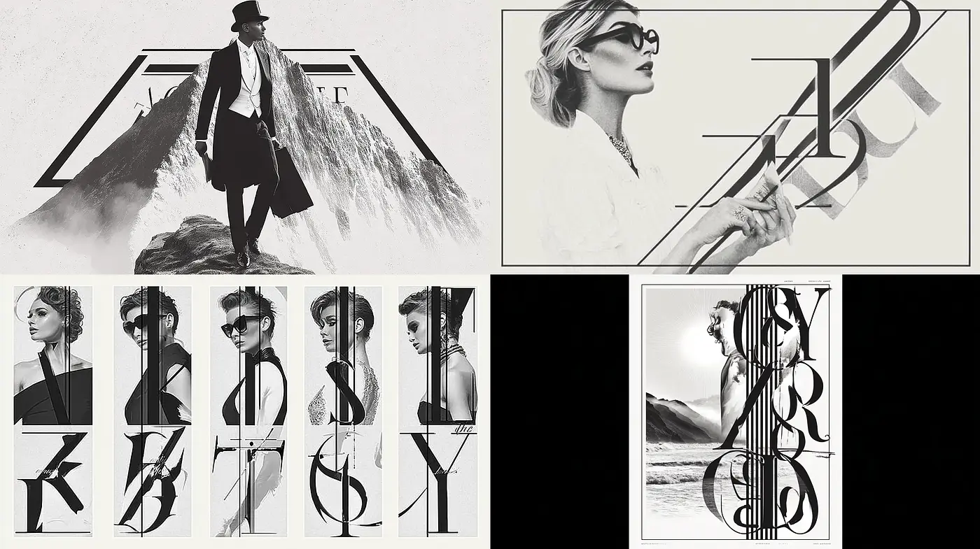 High-contrast monochromatic elegance with modern graphic influences - Midjourney sref style