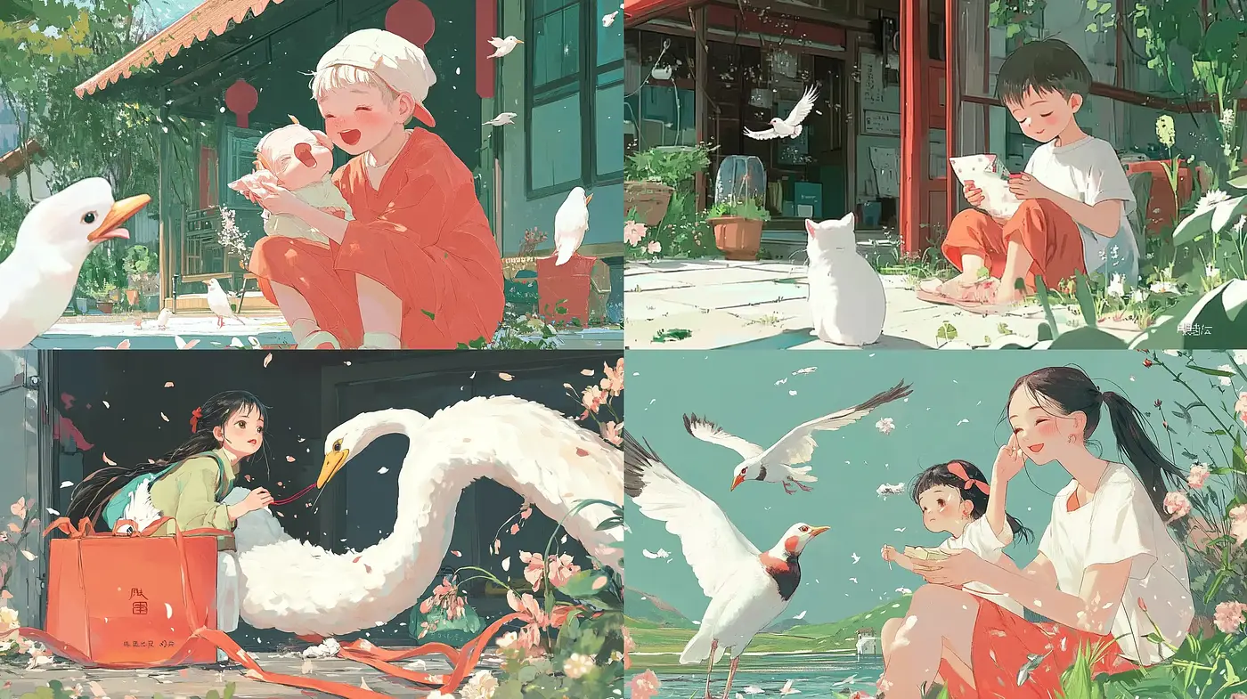Idyllic Nature-Inspired Scenes with Soft Textures and a Tranquil Anime Essence - Midjourney sref style