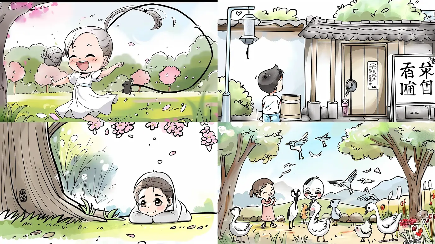 Whimsical East Asian Ink Wash Narratives - Midjourney sref style