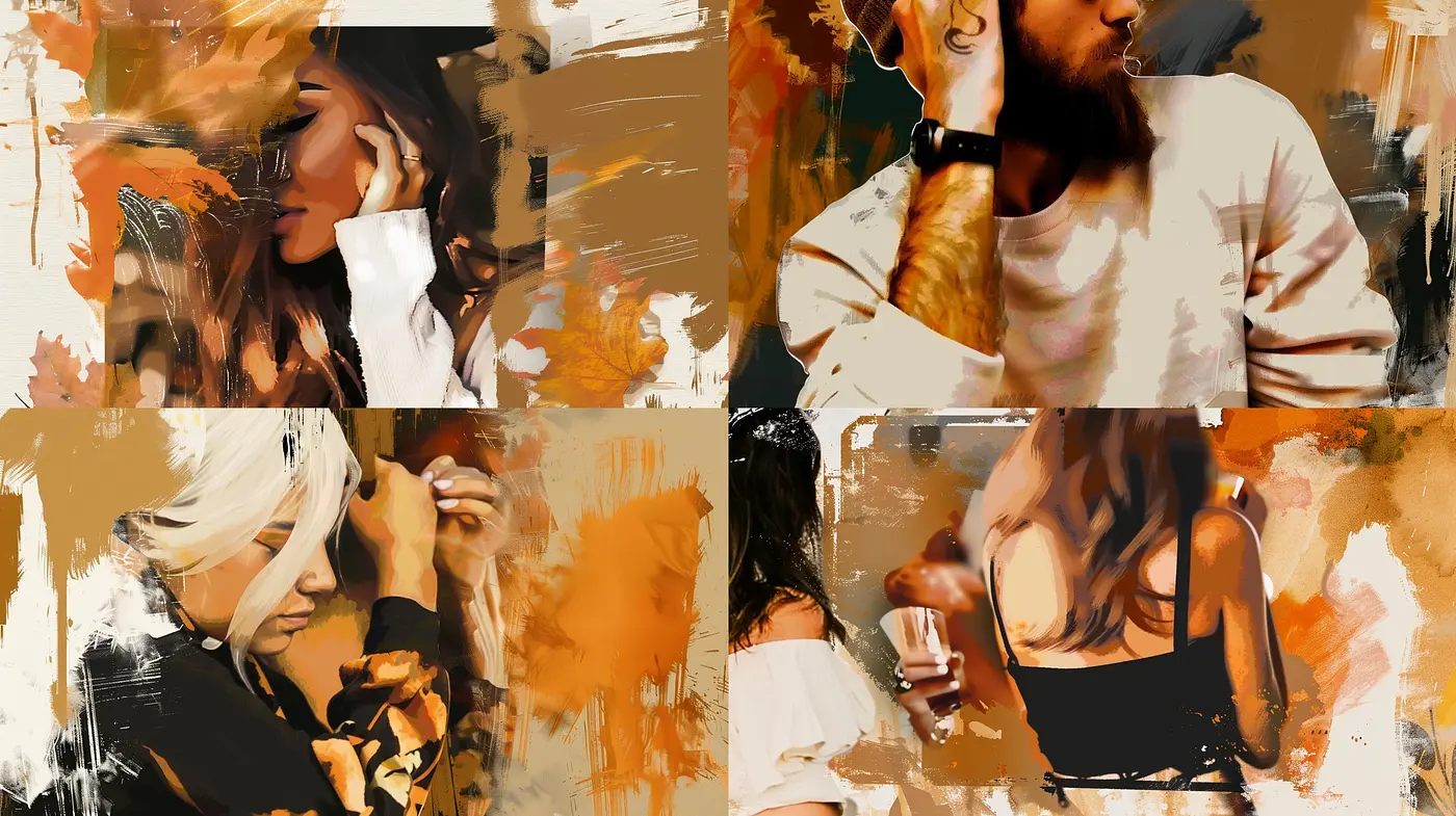 Abstract Expressionism and Impasto Harmony in Warm Autumn Hues - Midjourney sref style