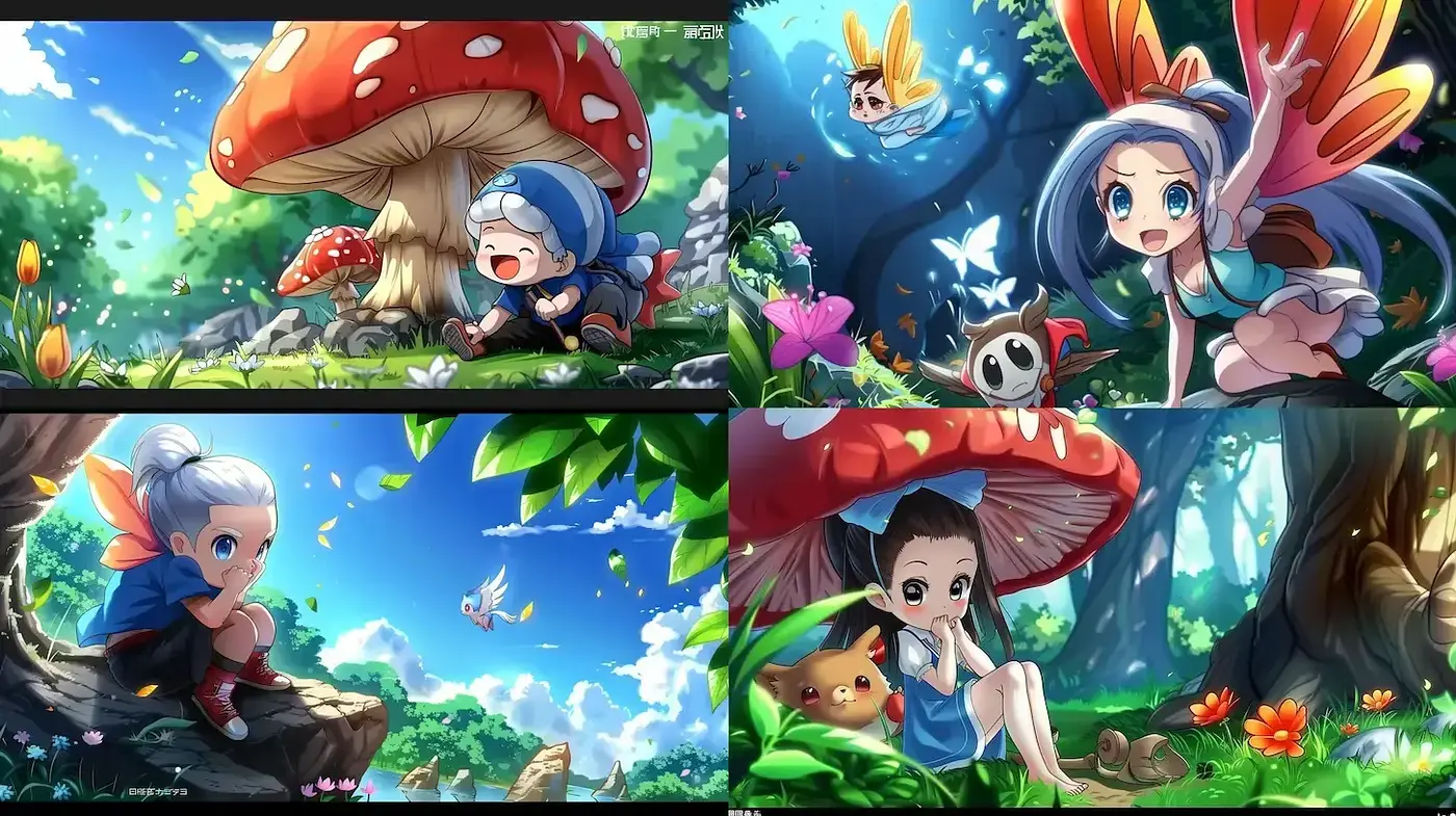 Whimsical and Enchanting Fantasy World with Playful Characters - Midjourney sref style