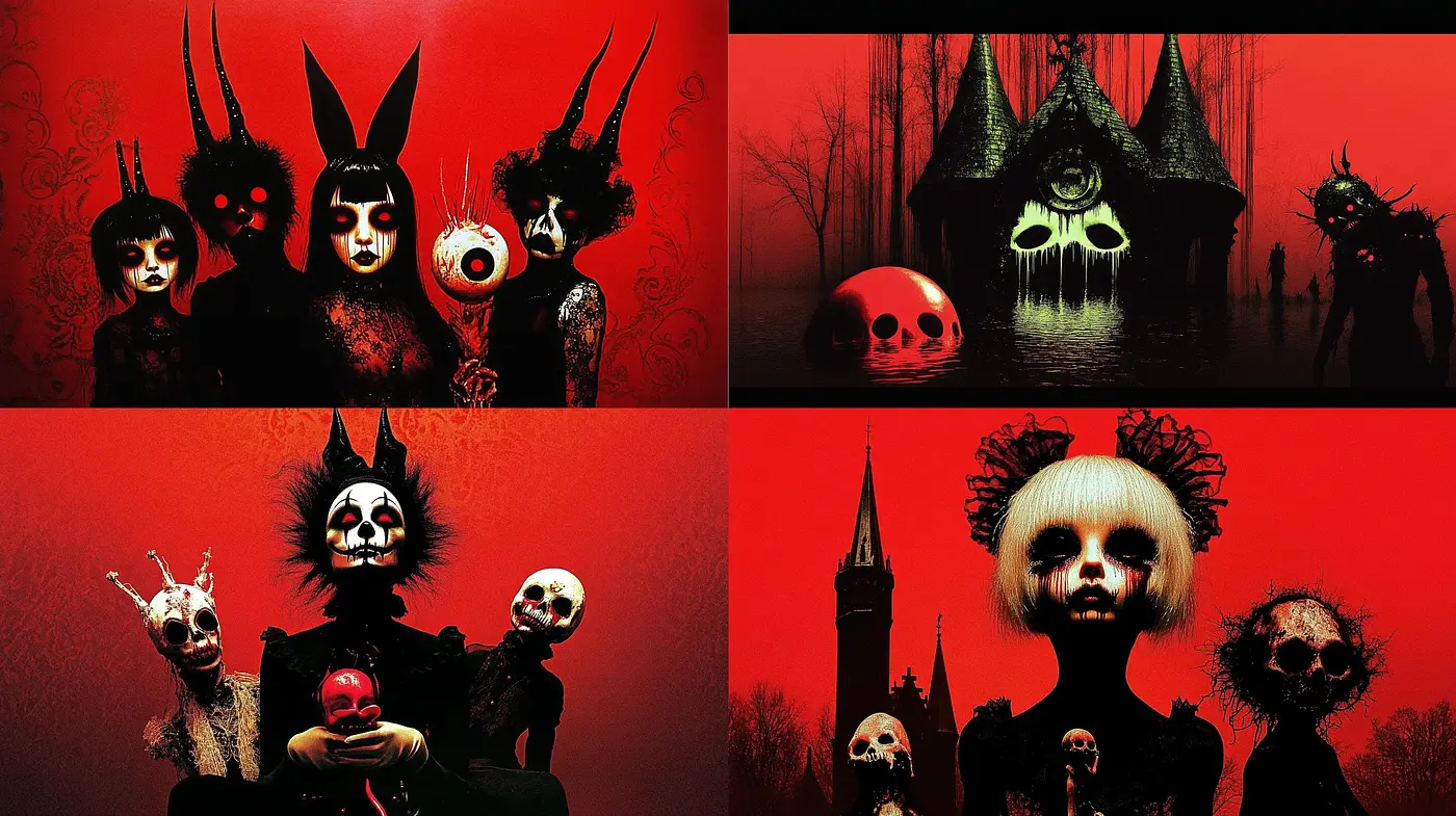 Gothic Whimsy: A Dark Fantasy Blend with Surreal Overtones - Midjourney sref style