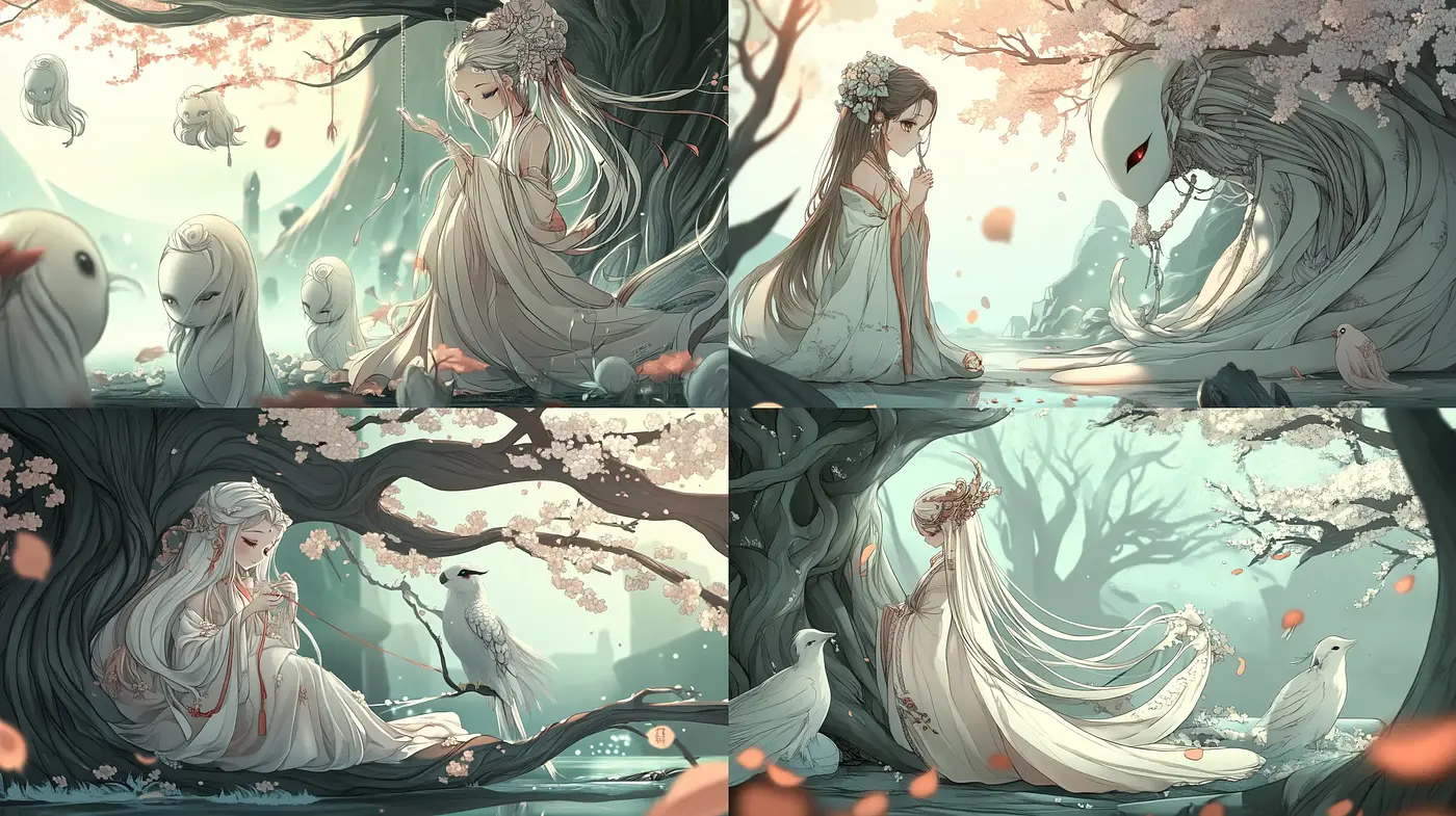 Ethereal Whispers of a Dreamlike Grove: An Exploration in Pastel Mythology - Midjourney sref style