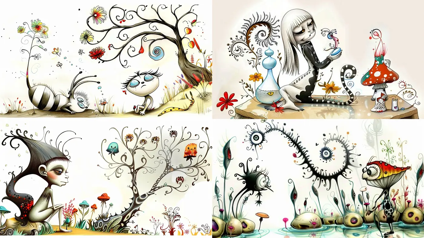Surreal Whimsy in Pastel Infusion: An Homage to Dreamy Fantasia - Midjourney sref style