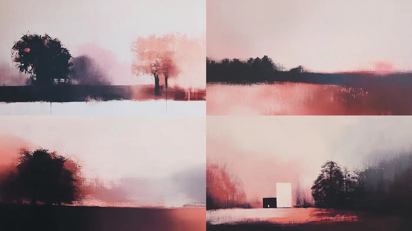 Ethereal Landscapes in Dusky Hues: A Study in Atmospheric Blur and Subdued Chromatics - Midjourney sref style