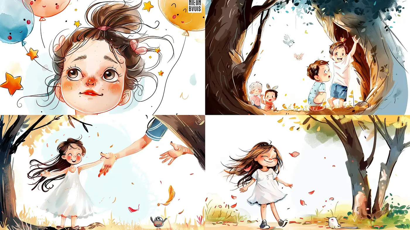 Whimsical Watercolor Expressions of Childhood Innocence - Midjourney sref style