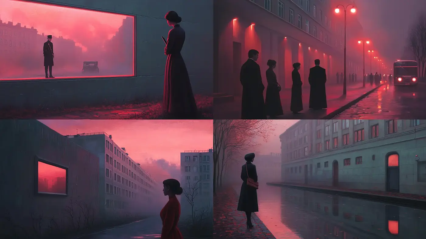 Twilight Hues and Silhouette Solitude: A Nostalgic Cinematic Exploration - Midjourney sref style